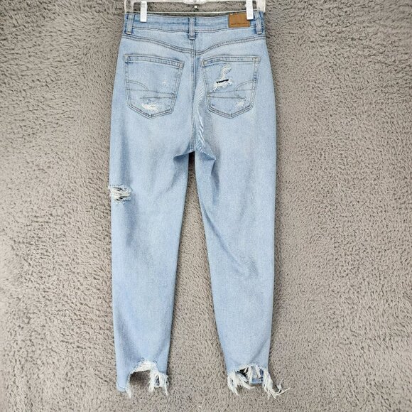 American Eagle Outfitters Jeans Womens 4 Light Wash Stretch Mid Rise Mom - Picture 9 of 13
